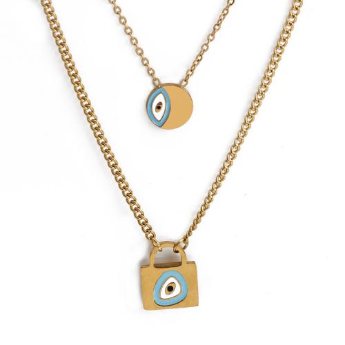 Collier Evil Eye bijoux, Acier inoxydable 304, Placage ionique sous vide, bijoux de mode & pour femme & émail, plus de couleurs à choisir, Vendu par PC[