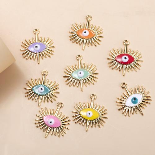 Zinc Alloy Evil Eye Pendant, gold color plated, DIY & enamel, mixed colors Approx 