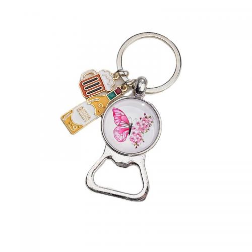 Glass Key Chain, Zinc Alloy, with Glass, multifunctional & Unisex [