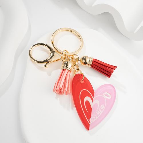 Acrylic Key Chain, Zinc Alloy, with PU Leather & Acrylic, multifunctional & Unisex [