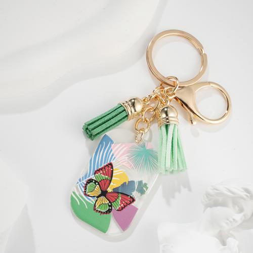 Acrylic Key Chain, Zinc Alloy, with PU Leather & Acrylic, multifunctional & Unisex 