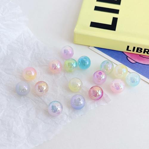 Plating Acrylic Beads, Round, UV plating, DIY 14mm, Approx 