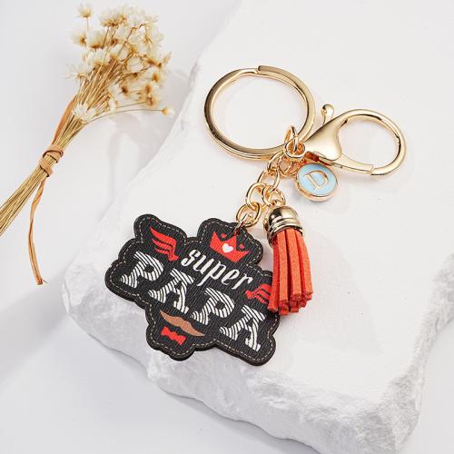 Acrylic Key Chain, Zinc Alloy, with PU Leather & Acrylic, printing, Unisex & enamel 