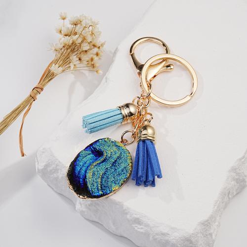 Acrylic Key Chain, Zinc Alloy, with PU Leather & Acrylic, printing, Unisex, blue 