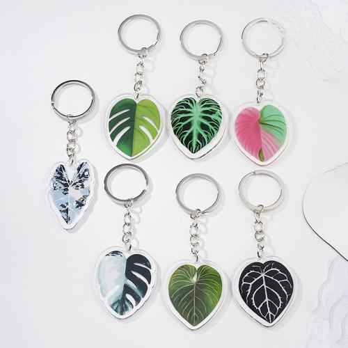 Acrylic Key Chain, Zinc Alloy, with Acrylic, Leaf, 7 pieces & Unisex 