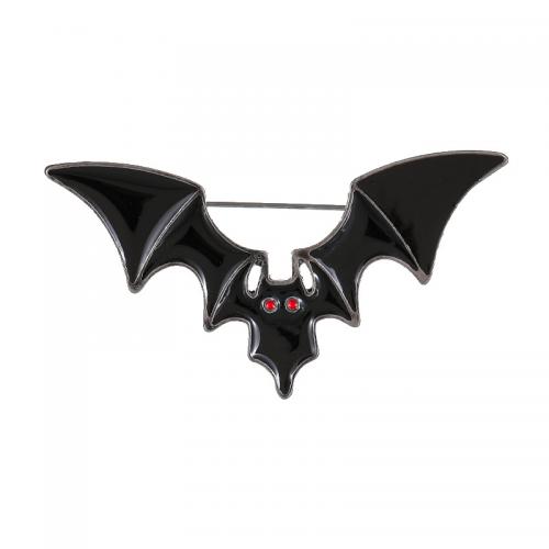 Emaille -Brosche, Zinklegierung, Fledermaus, Design für Halloween, 61x30mm, verkauft von PC