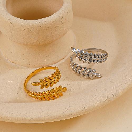 Edelstahl Fingerring, 304 Edelstahl, Blatt, Vakuum-Ionen-Beschichtung, Modeschmuck & für Frau, keine, verkauft von PC