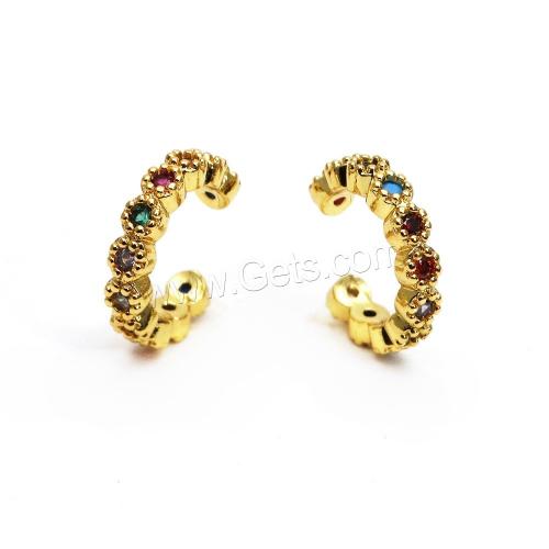 Cubic Zirconia Micro Pave Brass Earring, gold color plated, micro pave cubic zirconia [