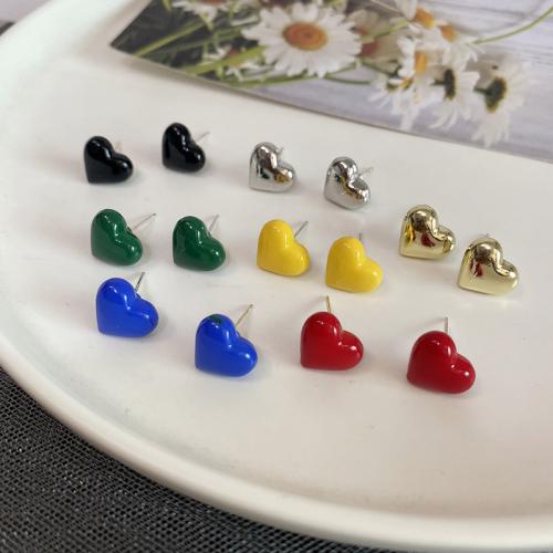 Acrylic Stud Earring, with Brass, Heart, painted, fashion jewelry & for woman 10mm [