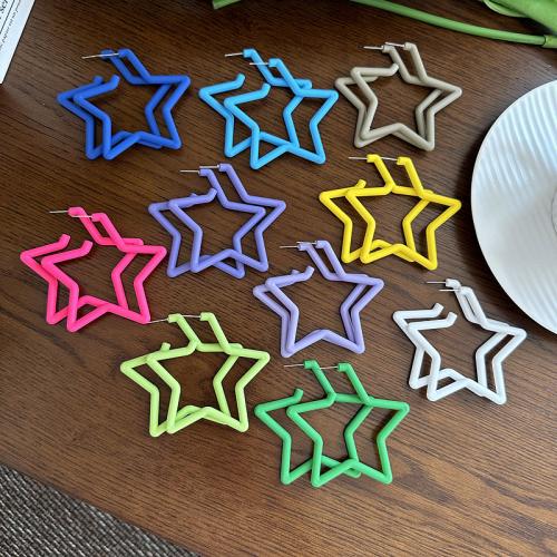 Acrylic Stud Earring, Star, stoving varnish, fashion jewelry & for woman & hollow 68mm [