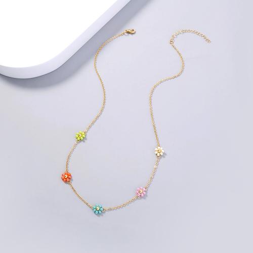 Brass Jewelry Necklace, with Seedbead, plated, fashion jewelry & for woman, gold Approx 43 cm [