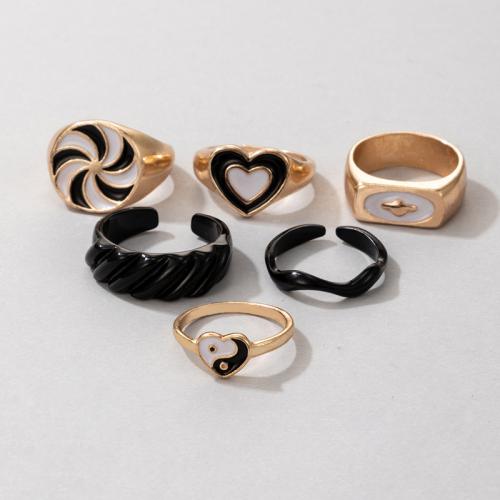 Zinc Alloy Ring Set, plated, 6 pieces & for woman & enamel, US Ring .5-9 [