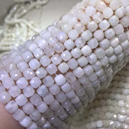 Natural Moonstone Beads, Square, DIY & faceted, white, Length about 6-7mm Approx 38 cm [