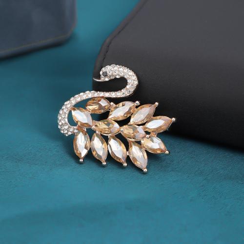 Rhinestone Zinc Alloy Brooch, Swan, plated, for woman & with rhinestone 