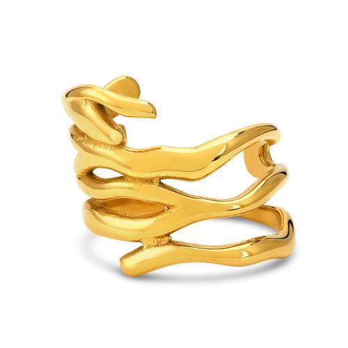 Titan Stahl Fingerring, Titanstahl, Vakuum-Ionen-Beschichtung, Modeschmuck & verschiedene Größen vorhanden & für Frau, goldfarben, verkauft von PC[