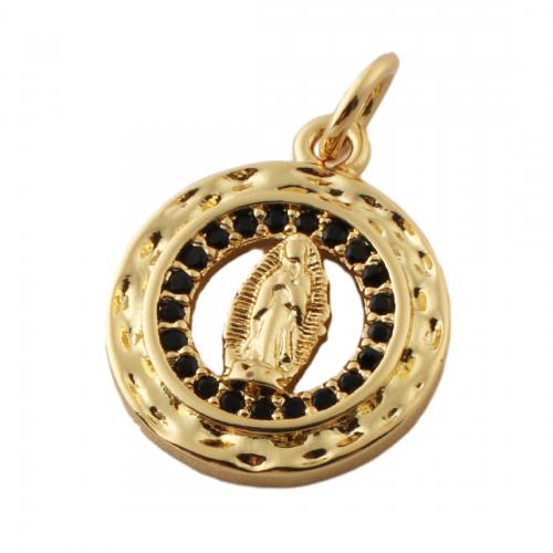 Cubic Zirconia Micro Pave Brass Pendant, fashion jewelry & Unisex & micro pave cubic zirconia, golden Approx 3.5mm 