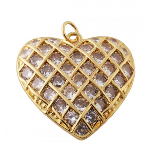 Cubic Zirconia Micro Pave Brass Pendant, Heart, fashion jewelry & micro pave cubic zirconia & for woman, golden Approx 3mm 