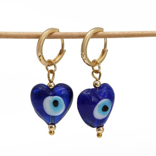 Pendientes de mal de ojo, metal, con Vidrio, chapado en color dorado, Diferente forma para la elección & Joyería & para mujer & esmalte, más colores para la opción, Vendido por Par