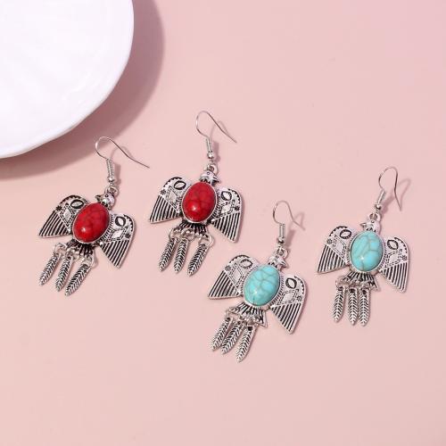 Zinc Alloy Drop Earring, with turquoise, fashion jewelry & for woman [