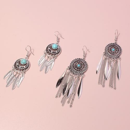 Zinc Alloy Drop Earring, with turquoise, fashion jewelry & for woman [