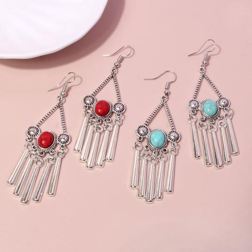 Zinc Alloy Drop Earring, with turquoise, fashion jewelry & for woman [