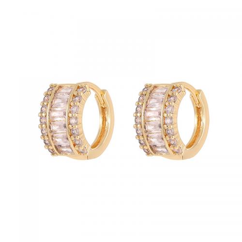 Cubic Zirconia Micro Pave Brass Earring, plated & micro pave cubic zirconia & for woman, golden 