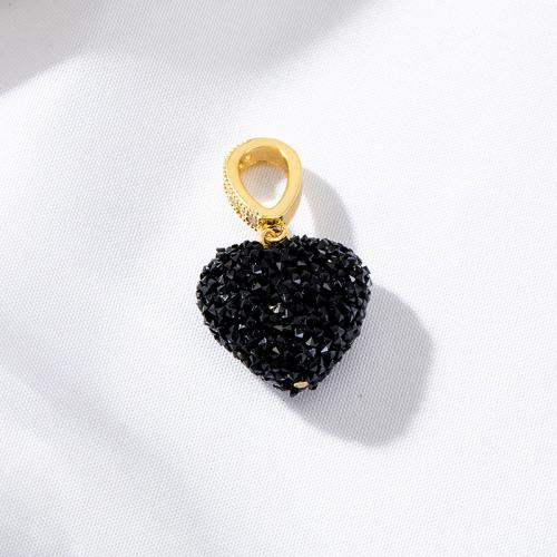 Cubic Zirconia Micro Pave Brass Pendant, Heart, plated, DIY & micro pave cubic zirconia [