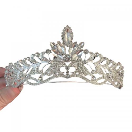 Bridal Tiaras, Zinc Alloy, with Rhinestone, fashion jewelry & for woman & with rhinestone, silver color cm cm [