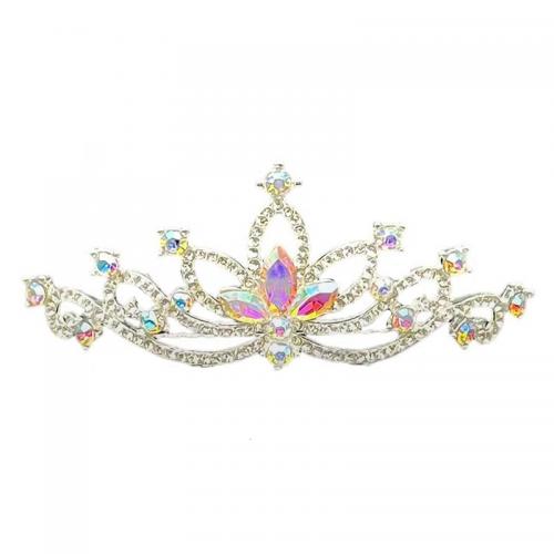 Bridal Tiaras, Zinc Alloy, with Rhinestone, fashion jewelry & for woman & with rhinestone, silver color cm .5 cm [