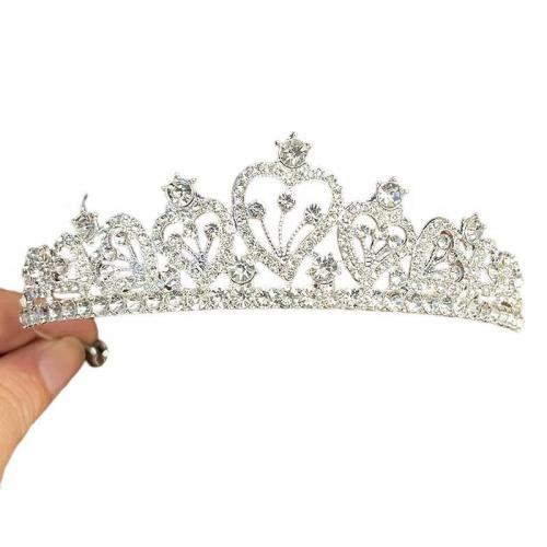 Bridal Tiaras, Zinc Alloy, with Rhinestone, fashion jewelry & for woman & with rhinestone, silver color cm cm 