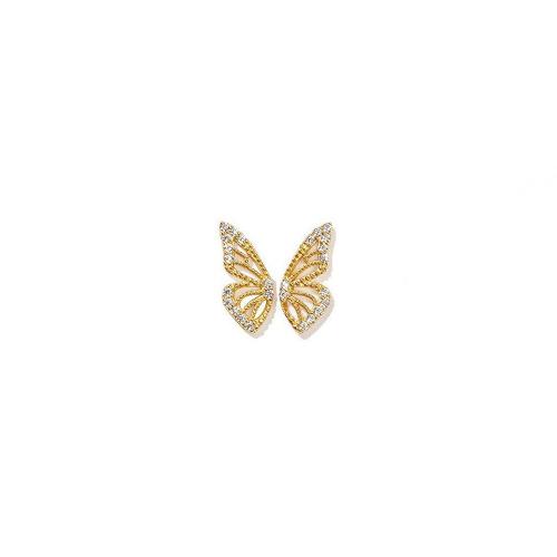 Cubic Zirconia Micro Pave Brass Earring, Butterfly, plated, fashion jewelry & micro pave cubic zirconia & for woman [