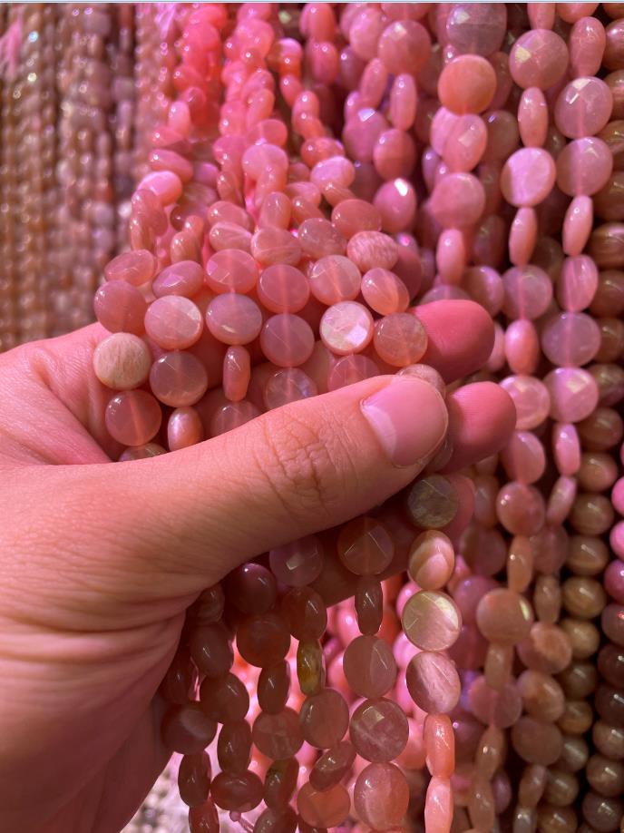 Natural Moonstone Beads, Flat Round, different size for choice & faceted, Hole:Approx 1mm, Length:Approx 15 Inch, Sold By Strand