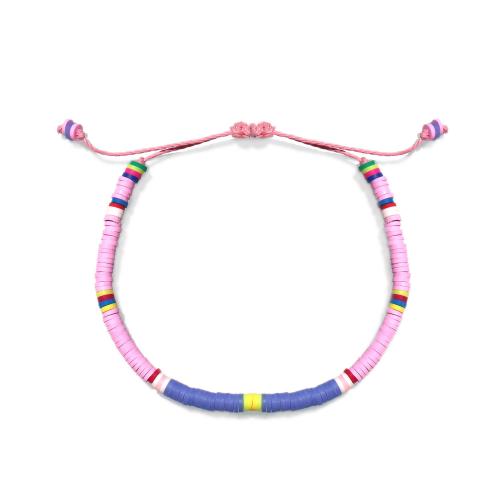 Fimo Armbänder, Polymer Ton, mit Wachsschnur & Muschel, Einstellbar & Modeschmuck & unisex & verschiedene Stile für Wahl, keine, 5mm, Länge:ca. 14-28 cm, verkauft von PC