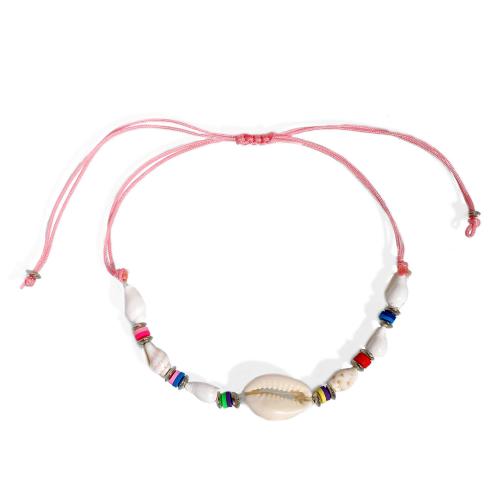 Мода ювелирные изделия anklet, полимерный клей, с Узел Корд & Ракушка & цинковый сплав, плакирован серебром, Регулируемый & ювелирные изделия моды & Мужская, Много цветов для выбора, длина:Приблизительно 11-43 см, продается PC