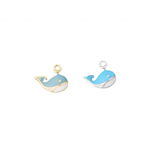 Enamel Brass Pendants, Whale, 14K gold plated, DIY 