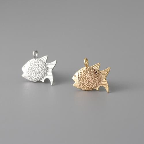 Animal Brass Pendants, Fish, 14K gold plated, DIY [