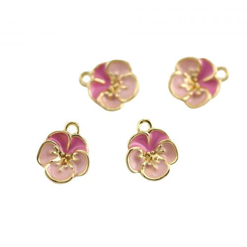 Enamel Brass Pendants, petals, 14K gold plated, DIY, golden 