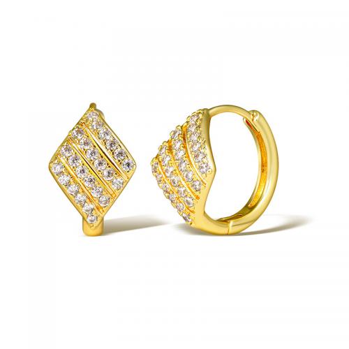 Cubic Zirconia Micro Pave Brass Earring, plated, micro pave cubic zirconia & for woman, golden [