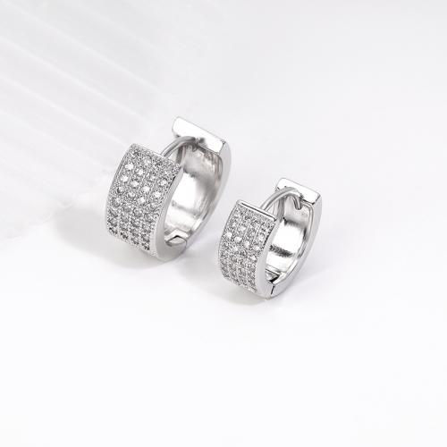 Cubic Zirconia Micro Pave Brass Earring, plated & micro pave cubic zirconia & for woman, platinum color [