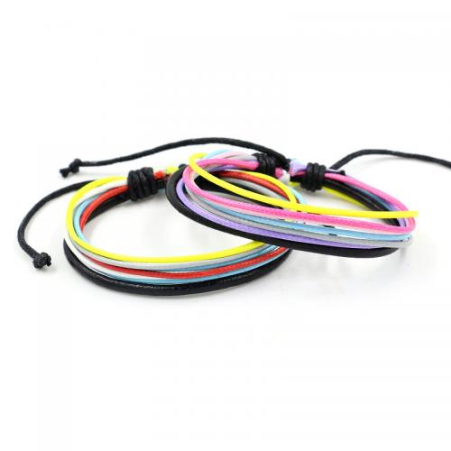 Fashion Create Wax Cord Bracelets, Heart, Adjustable & fashion jewelry & multilayer & Unisex Approx 18 cm 