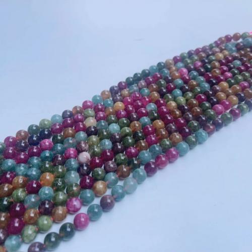 Perles de Tourmaline naturels, Rond, poli, DIY & normes différentes pour le choix, couleurs mélangées Environ 38 cm, Vendu par brin