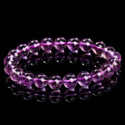 Quartz Bracelets, Amethyst, Round, fashion jewelry & for woman, purple Approx 18 cm 