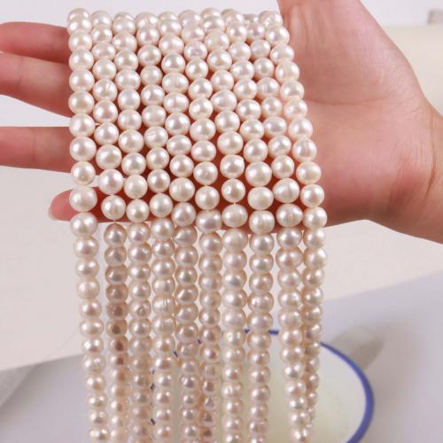 Natural Freshwater Pearl Loose Beads, Round, DIY white [