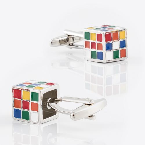 Brass Cufflinks, Square, stoving varnish, Unisex 