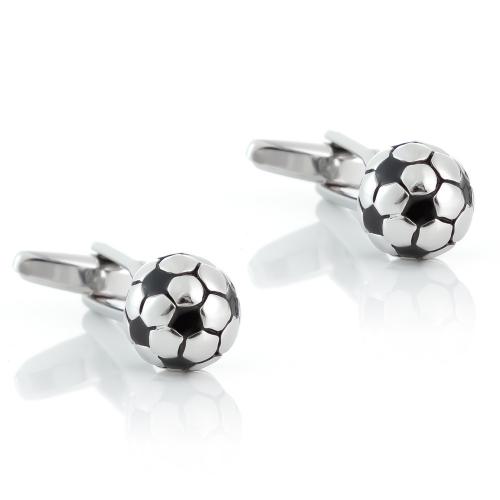 Boutons de manchette en cuivre, laiton, Football, Placage de couleur argentée, pour homme Vendu par paire