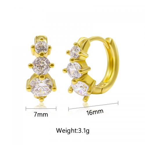 Cubic Zirconia Micro Pave Brass Earring, plated, micro pave cubic zirconia & for woman [