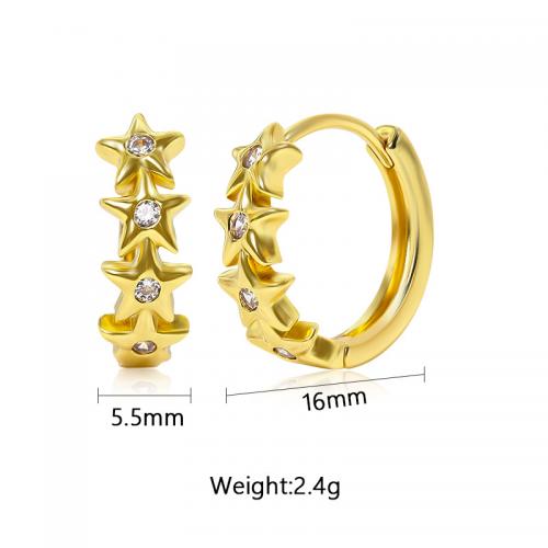 Cubic Zirconia Micro Pave Brass Earring, plated, micro pave cubic zirconia & for woman, golden [