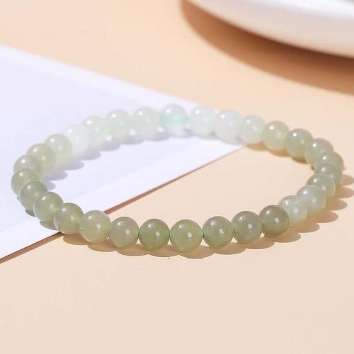 Jade Bracelets, Hetian Jade, Round, fashion jewelry & gradient color & Unisex, mixed colors, 6mm Approx 18 cm [