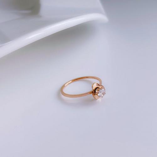 Titan Stahl Fingerring, Titanstahl, Vakuum-Ionen-Beschichtung, Modeschmuck & verschiedene Größen vorhanden & für Frau & mit Strass, Roségold, frei von Nickel, Blei & Kadmium, verkauft von PC[