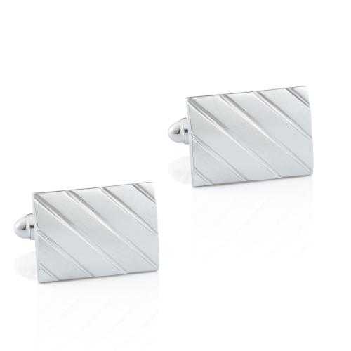 Boutons de manchette en cuivre, laiton, rectangle, Placage de couleur argentée, pour homme Vendu par paire